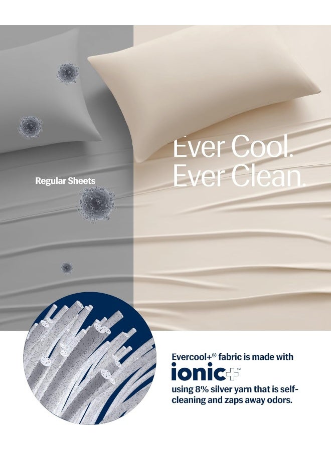 REST® Evercool®+ Starter Sheet Set, 3 PCS with No Flat Sheet, Cooling Sheets Designed for Hot Sleepers and Night Sweats, Knitted with Noble’s Ionic+ Self-Cleaning Silver Yarns, Ivory, California King - Image 4